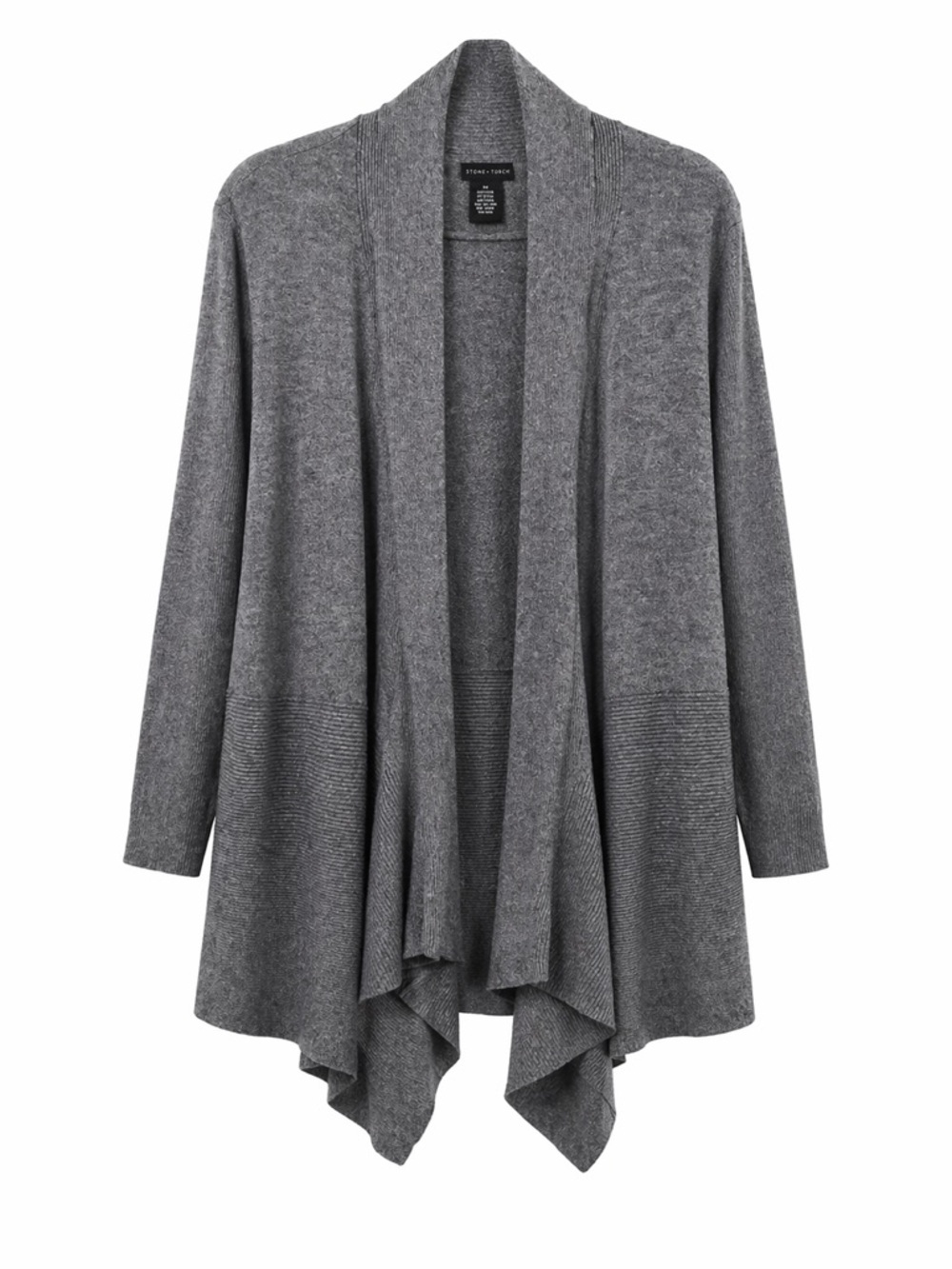DESIGN HISTORY,WOMEN,GREY,LONG SLEEVE,RIB,KNIT,ASYMMETRICAL CARDIGAN SIZ…